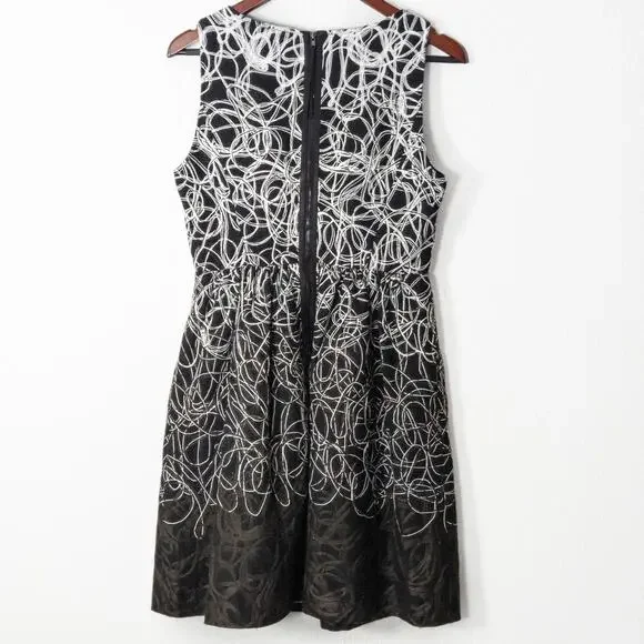 Maeve Dress Sleeveless Embroidered Black White Size 6 Statement Pattern - Picture 2 of 12